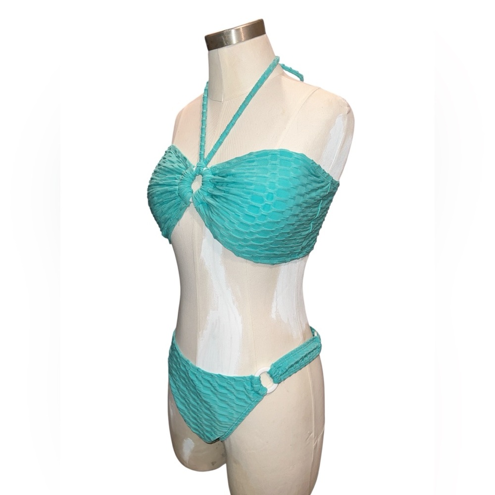 WOMENS SEXY TEXTURED HALTER BIKINI SET XL